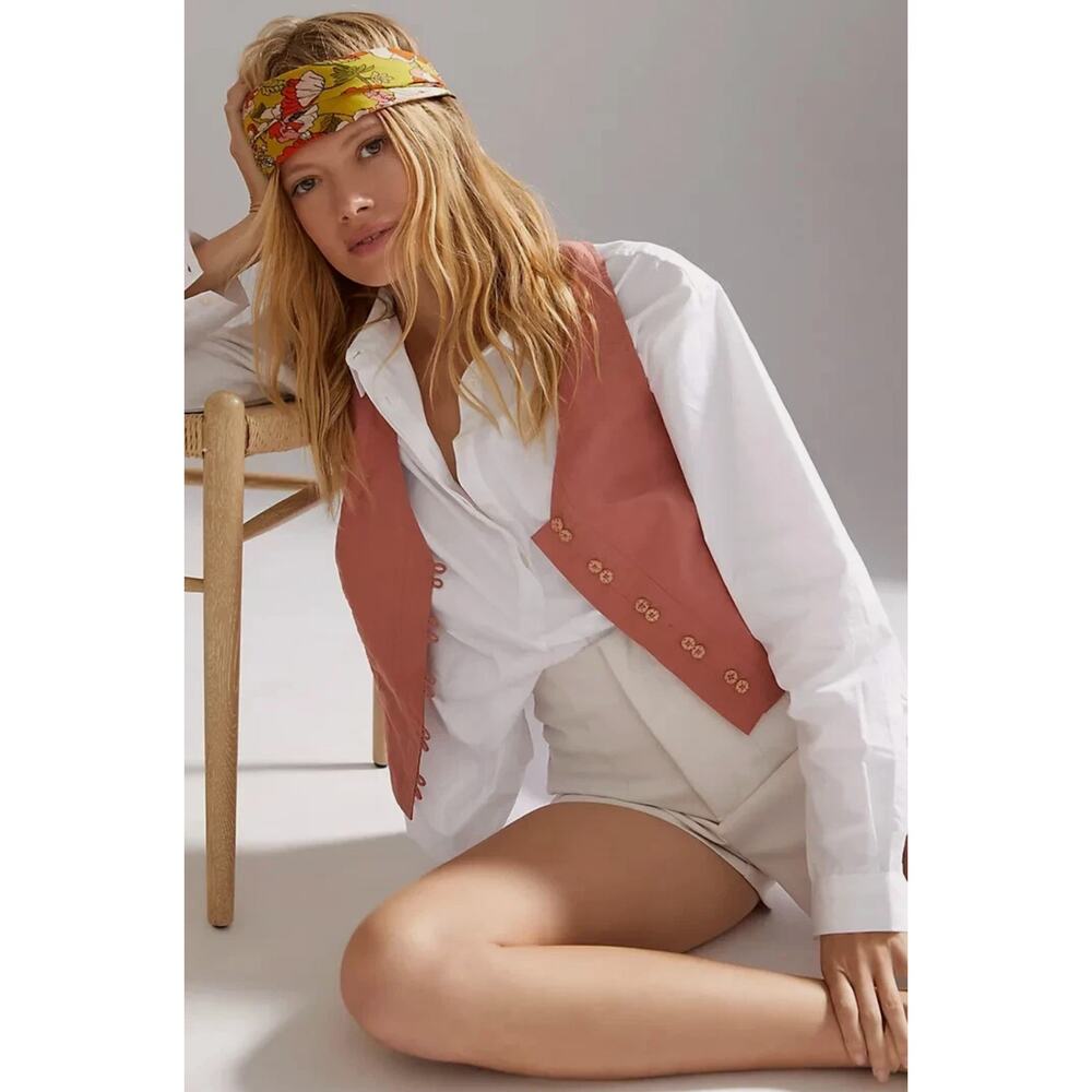 Anthropologie pink seamed vest top - Picture 2 of 10